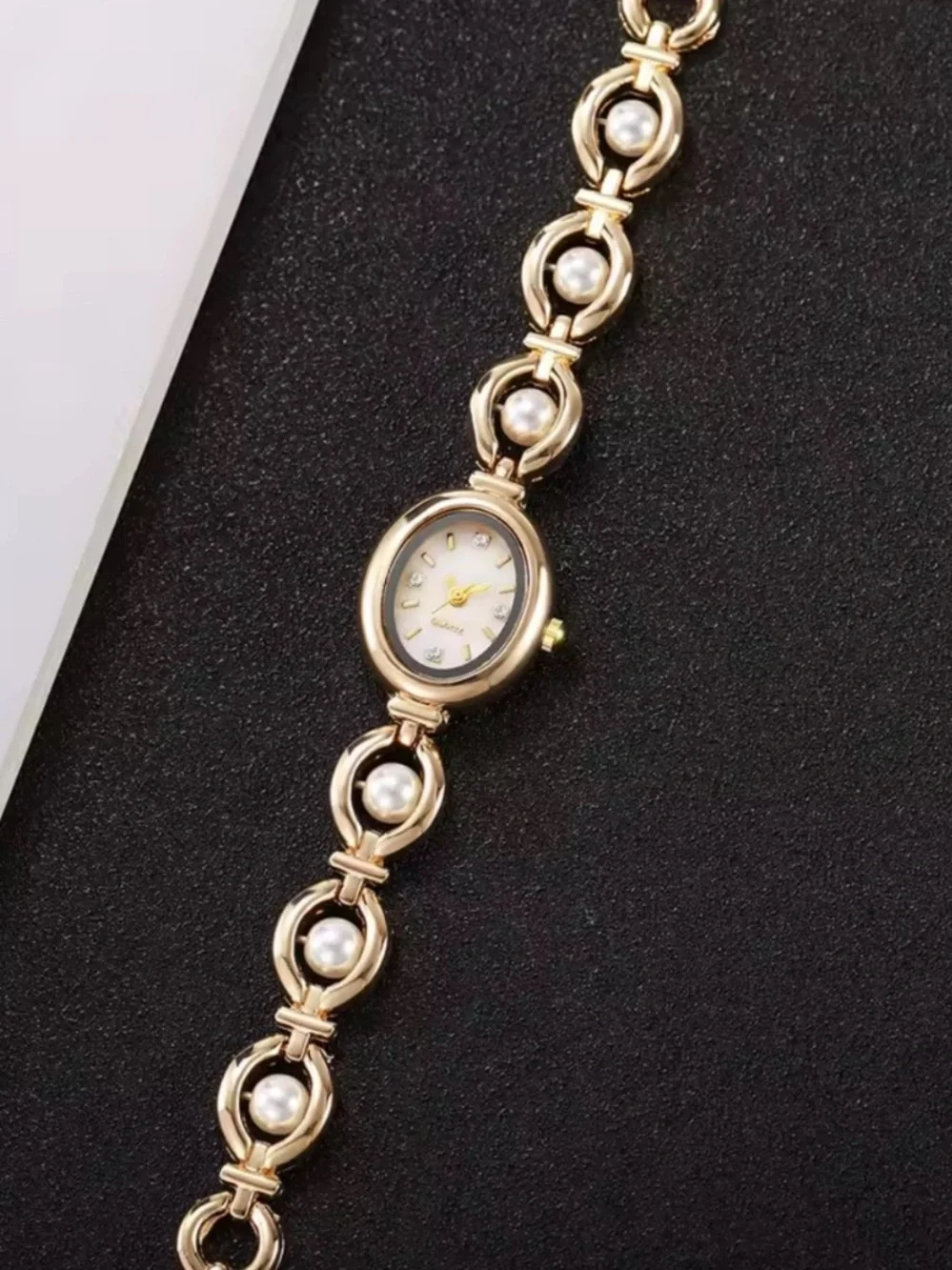 Vintage Pearl Link Bracelet Watch